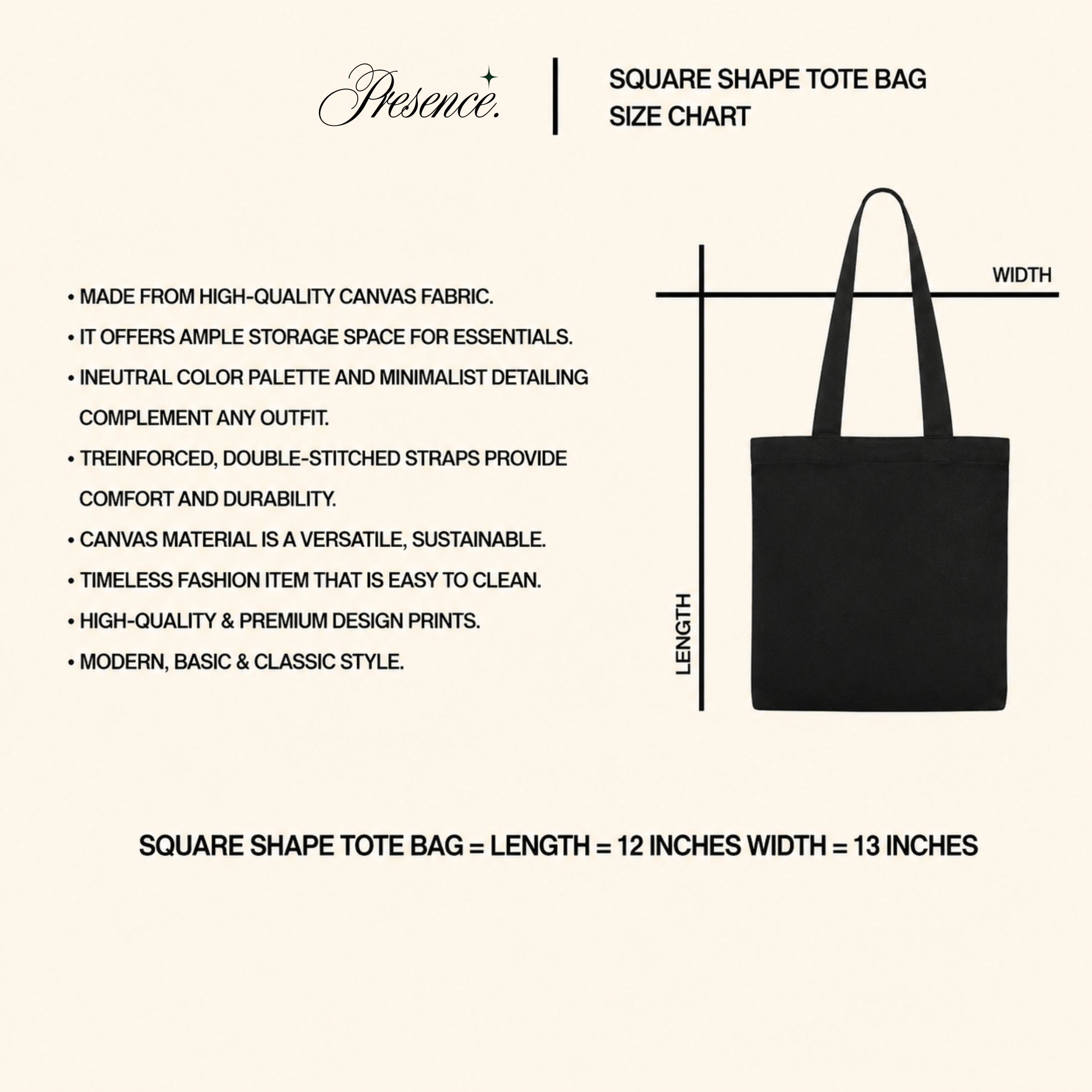 PRSNC TOTE SQUARE